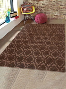Saral Home - Brown Microfiber Anti Skid Carpet 150x210 Cm