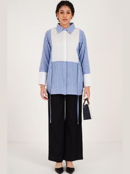 Western Era - Pintuck Striped Shirt with Pant