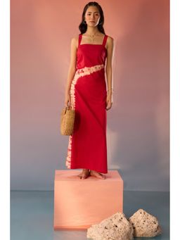 Western Era - Red Bandhani Tie Dye Dress