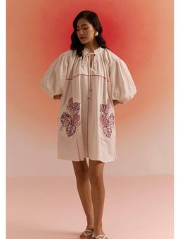 Western Era - Oversized Off White Dress with Cut Work Embroidered Pocket