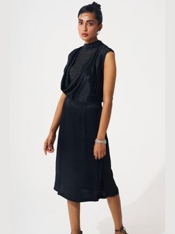 Western Era - Cowl Neck Dress with Fine Embellished Neck