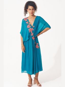 Western Era - Statement Wear Floral Patch Embroidered Dress with Spaghetti