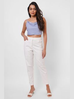 Western Era - High Waist White Straight Fit Trousers