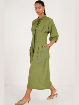 Western Era - Olive Box Pleat Dress