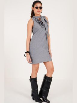 Western Era - Cutwork Yoke Tie Dress