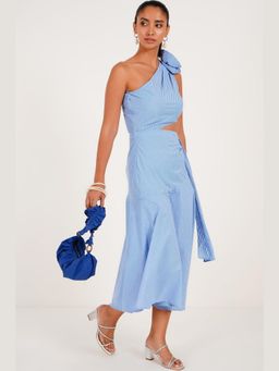 Western Era - Striped One Shoulder Floret Dress