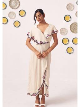 Western Era - Zaria Ivory Breeze Wrap Midi Dress