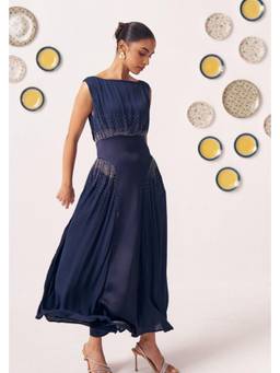 Western Era - Eira Navy Blue Embellished Maxi Dress