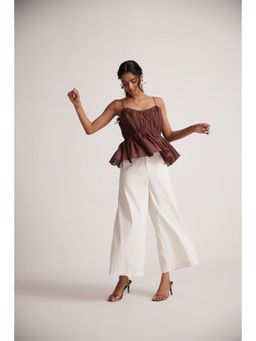 Western Era - Off White Wide Leg with Side Pocket Cotton Trouser