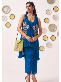 Western Era - Chintz Embroidered Teal Top Skirt Set