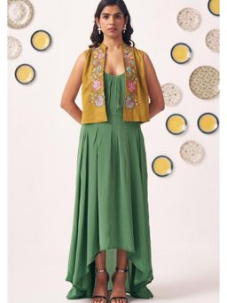 Western Era - Embroidered Jacket with Box Pleat Strappy Dress