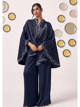 Western Era - Navy Blue Draped Embroidered Co-Ord Set