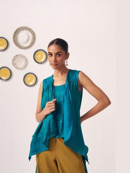 Western Era - Teal Draped Overlay Top