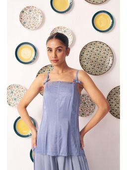 Western Era - Zinia Slate Blue Embellished Strappy Top