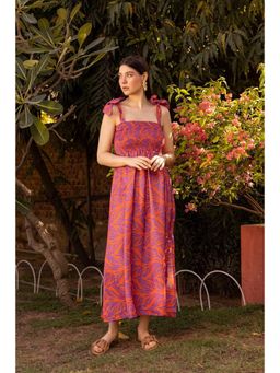 HOUSE OF SAL - Multi-Color Smocked Midi Dress