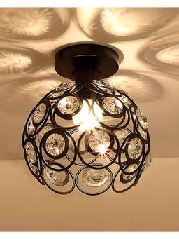 Homesake - Black Metal DualRing Crystal Ceiling Light