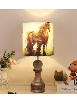 Homesake - Rustic Table Lamp Wood Pawn Horse Shade