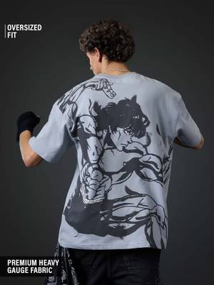 Buy The Souled Store Baki Hanma Shadow Boxer Men Oversized T-Shirt - Image 1