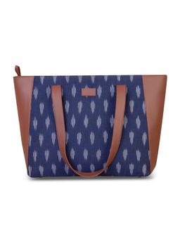 Zouk - Women Handcrafted Ikat Jet Side Tote Bag & Handbag for Office and College-Blue