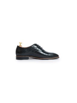 Vantier - Ostrich Croc Black Oxfords