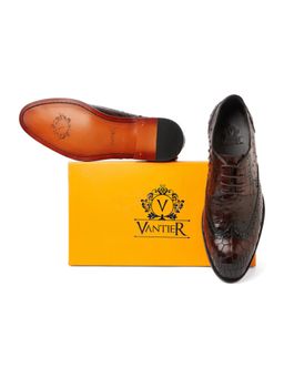 Vantier - Croc Ostrich Brown Brogues