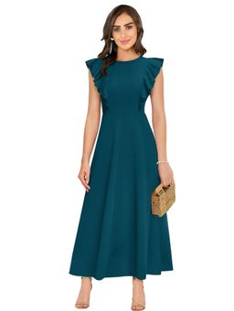 Odette - Blue Polyester Solid Dress for Women