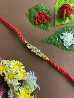 Digital Dress Room - Fancy Designer Kundan Rakhi Rudraksha Beads Red Thread