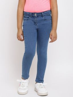 Tales & Stories - Girls Light Blue Solid Jeans