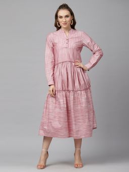 KASSUALLY - Women Pink Printed A-Line Dress