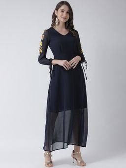 KASSUALLY - Women Navy Blue Solid Maxi Dress