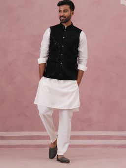 Jompers - Luxury Velvet Nehru Jacket Paired with Solid Kurta Pyjama