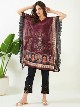 The Kaftan Company - Maroon Regal Charm Georgette Kaftan