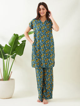 The Kaftan Company - Green Floral Co-Ord (Set of 2)