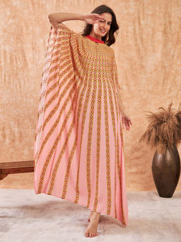 The Kaftan Company - Pink and Red Floral Strokes Kaftan