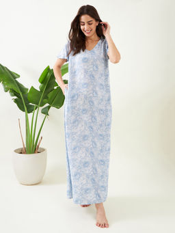 The Kaftan Company - White Floral Strokes Nightdress