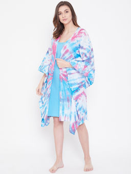 The Kaftan Company - Pink and Blue Tie-Dye Kaftan Coverup