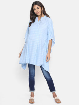 The Kaftan Company - Blue Cotton Striped Maternity Kaftan