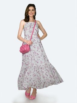 Zink London - Womens Off White Printed Maxi Dress