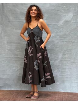 Chidiyaa - Soil Wildflower Whispers printed Cotton Dress