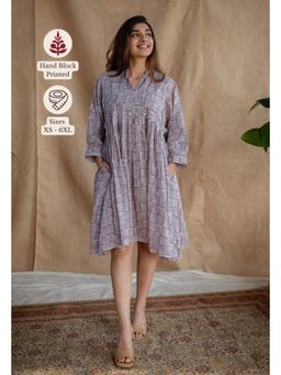 The Indian Ethnic Co. - Multi-Color A-Line Batik Hand Block Mul Dress With Slip (Set of 2)