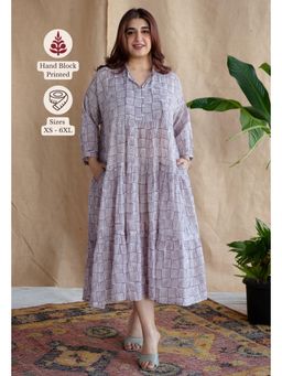 The Indian Ethnic Co. - Multi-Color A-Line Batik Hand Block Mul Dress With Slip (Set of 2)