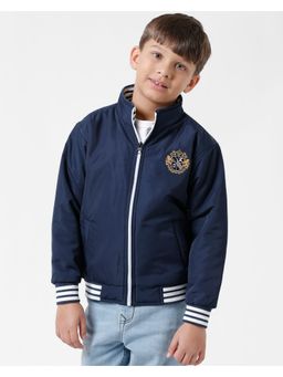 Kate & Oscar - Boys Navy Blue Solid Bomber Jacket