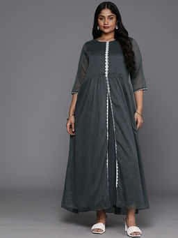 A plus by Ahalyaa - Plus Size Print Layered Ethnic Dress