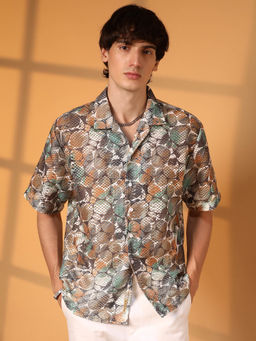 Campus Sutra - Mens Multi-Color Pebble Knit Oversized Shirt