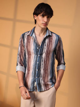 Campus Sutra - Mens Multi-Color Strokes Block Shirt