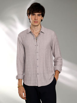 Campus Sutra - Mens Coin Grey Solid Textured Knit Shirt