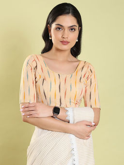 SALWAR STUDIO - Peach Print Cotton Readymade Blouse