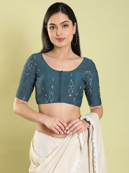 SALWAR STUDIO - Green Print Cotton Readymade Blouse