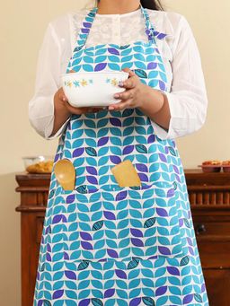 RATAN JAIPUR - Leaf Jaal Blue & Purple Cotton Apron