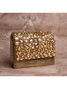 Nayaab by Sonia - Diamond Hinted Kasse Gold Clutch